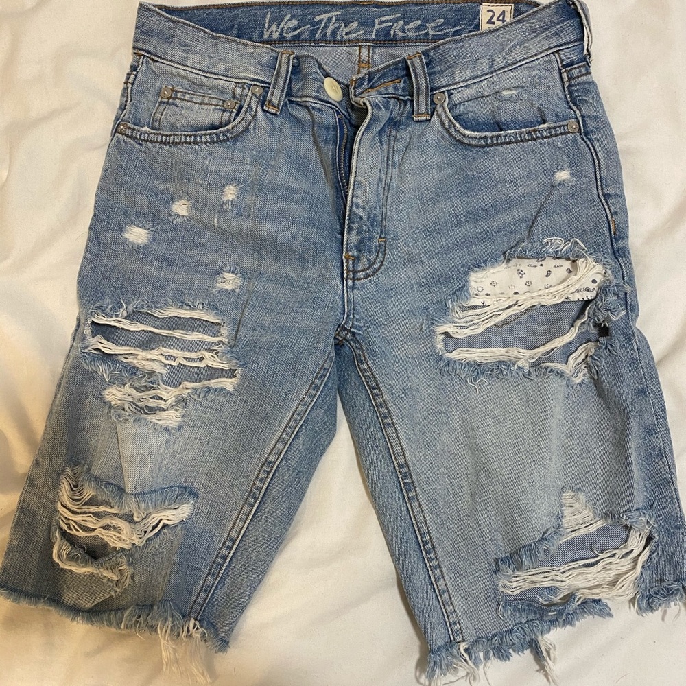 Free People Destructed Denim Bermuda Short